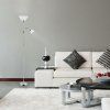 134847 5 chromova stojaci lampa action s bilymi stinidly pro zarovky e27 e14