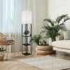 134898 3 cerna stojaci lampa bronn s bilym stinidlem pro zarovku e27