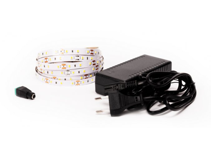 LED szalag 12W/m 12V 12V IP20 nélkül 5 méter + adapter 72W (fény színe Extra meleg fehér)