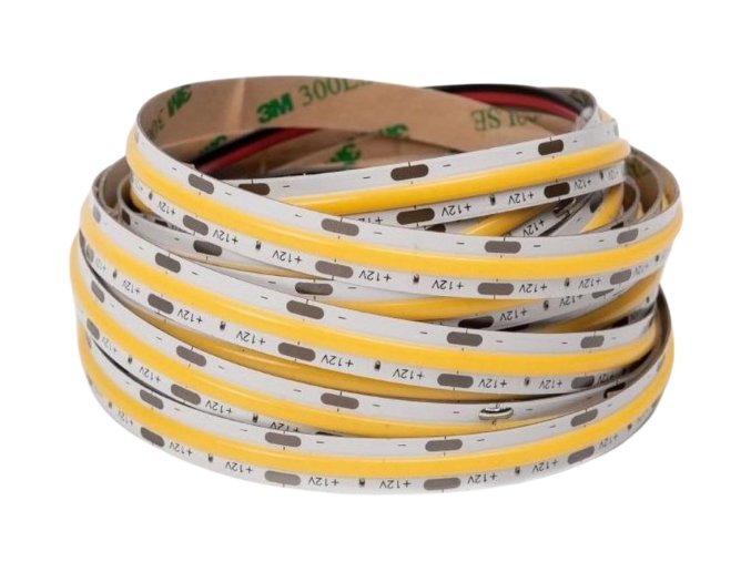 COB LED-szalag, 8W/m, 12V, védelem nélkül IP20