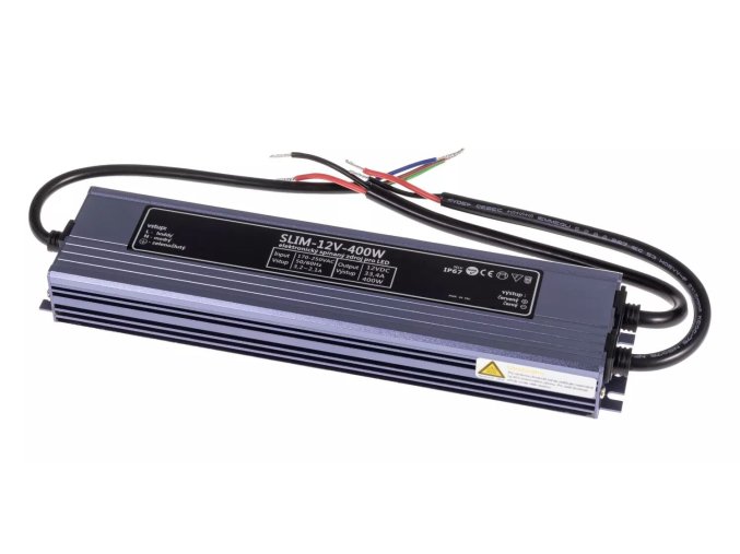 LED tápegység (trafó), 12V, 400W, IP67, SLIM