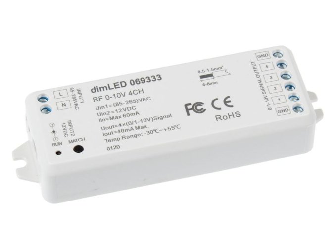 DimLED jelvevő LED-szalagokhoz, 0/1-10V, 4-csatornás