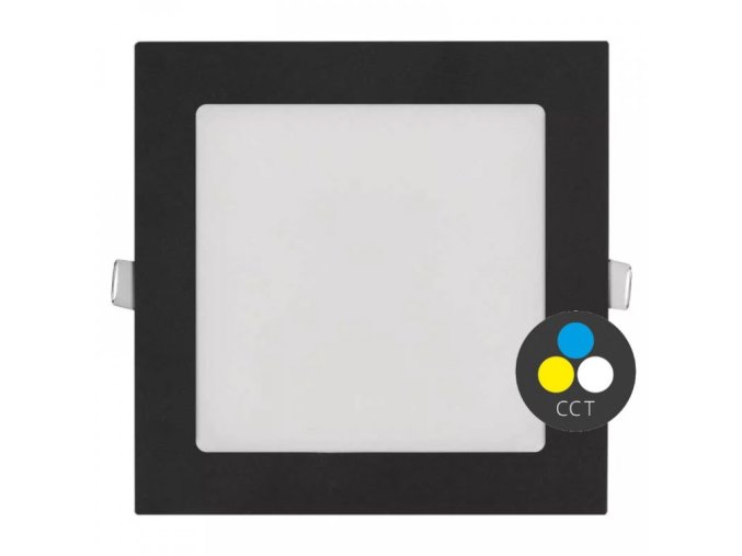 Fekete süllyeszthető LED-panel, szögletes, 174 x 174mm, 12W, 24V, CCT