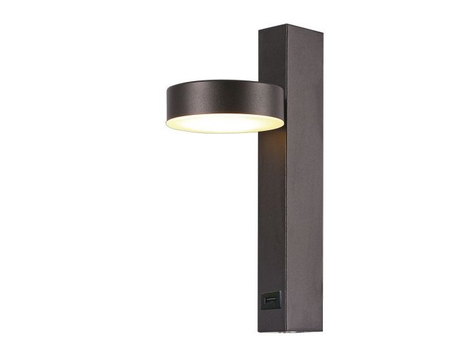 133070 cerne nastenne led svitidlo kulate s usb portem 8w