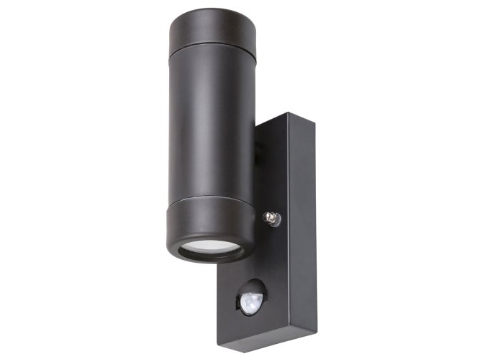 133593 cerne fasadni svitidlo s pohybovym cidlem medina pro 2x led zarovku gu10