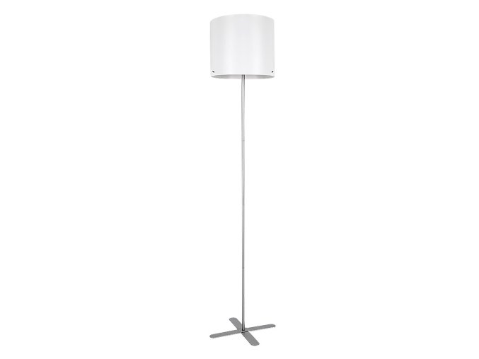 134895 stribrna stojaci lampa izander s bilym stinidlem pro zarovku e27