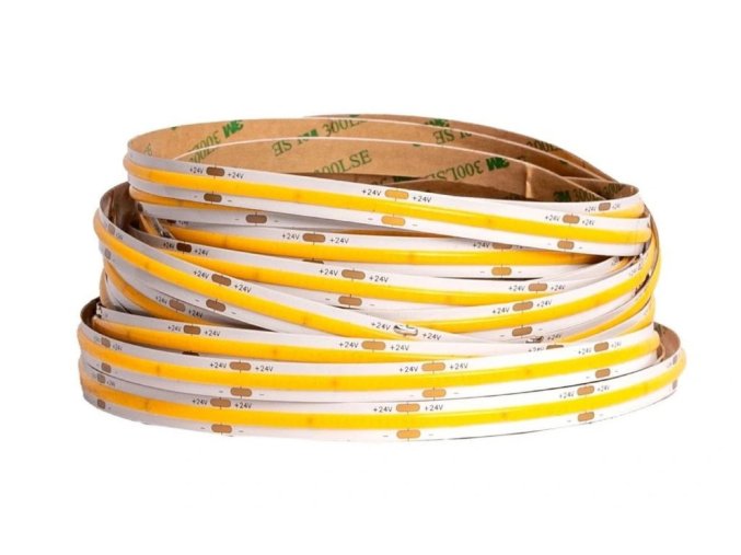Extra hosszú COB LED-szalag 10W/m 24V védelem nélkül IP20 akár 15m darabonként