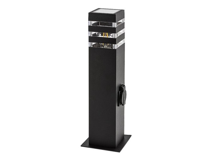 136440 cerny zahradni sloupek se zasuvkou ankara pro zarovku e27 44cm