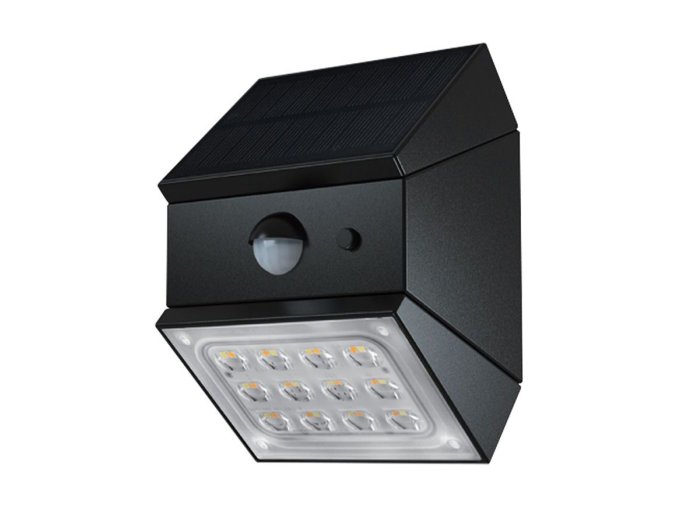 138264 cerne led fasadni solarni led svitidlo s pohybovym cidlem 2 5w ip65 cct