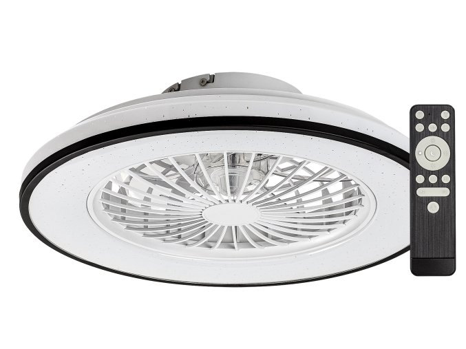 139044 cerno bile stropni led svitidlo s ventilatorem dalfon2 485mm 48w cct s do