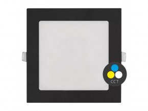 Fekete süllyeszthető LED-panel, szögletes, 174 x 174mm, 12W, 24V, CCT