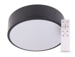 SMART TUYA Fekete mennyezeti LED-lámpa, gömbölyű, 300mm, 24W, CCT, távirányítóval