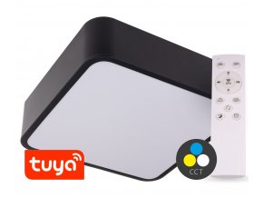 SMART TUYA Fekete mennyezeti LED-lámpa, négyzet, 400x400mm, 36W, CCT, távirányítóval