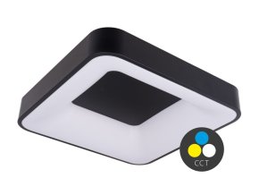 Fekete mennyezeti LED-lámpa, négyzet, 500x500mm, 32W, CCT