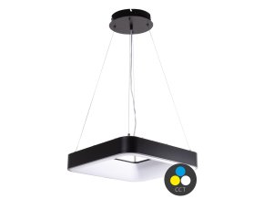 Fekete függesztett LED-lámpa, négyzet, 400x400mm, 32W, CCT