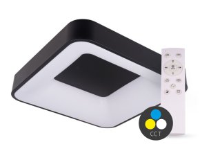 SMART TUYA Fekete mennyezeti LED-lámpa, négyzet, 500x500mm, 48W, CCT, távirányítóval