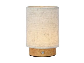 Bézs LED asztali töltőlámpa fa dekorral 175mm 3W