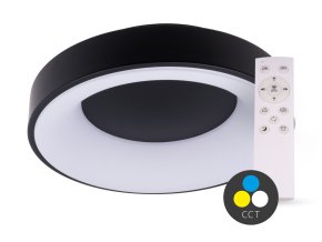 SMART TUYA Fekete LED mennyezeti lámpa kerek 480mm 48W CCT, távirányítóval