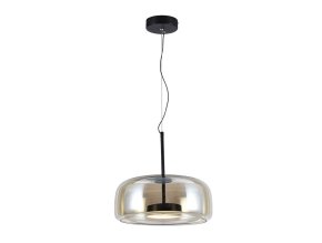 Fekete függő LED lámpa borostyán ernyővel 33cm 6W