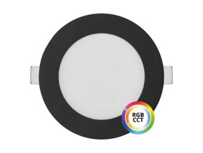 Fekete beépített LED panel kerek 120mm 9W 24V RGB+CCT