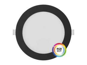 Fekete beépített LED panel kerek 174mm 18W 24V RGB+CCT