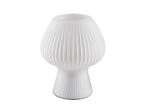133866 1 bila stolni lampa vinelle se zebrovanym sklenenym stinitkem pro led zarovku e14
