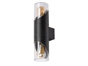 134007 cerne fasadni svitidlo novigrad pro 2x led zarovku e27