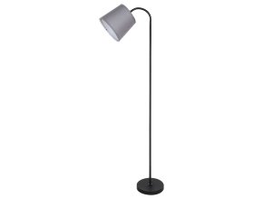 134886 cerna stojaci lampa godric s sedym stinidlem pro zarovku e27