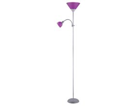 134829 stribrna stojaci lampa action s fialovymi stinidly pro zarovky e27 e14
