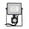 Prémium fekete LED reflektor 10W mozgásérzékelővel (fény színe meleg fehér)
