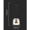 Fekete függő LED lámpa borostyán ernyővel 23cm 6W