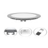 Ezüst színű, süllyesztett LED panel kerek 225mm 18W (Fény színe nappali fehér)
