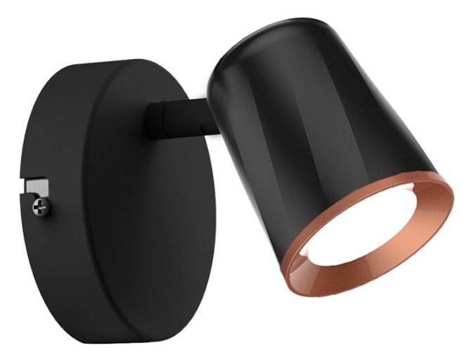 Spot LED negru 6W (Culoare lumină alb cald)