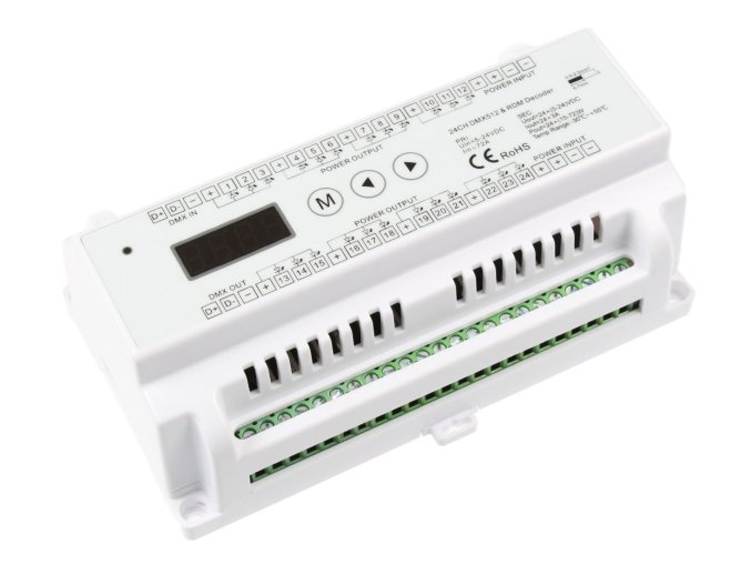 132416 dmx dekoder na din listu pro led pasky 24 kanalovy