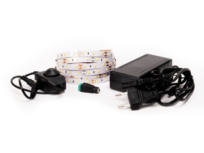 Bandă LED 12W/m 12V fără IP20 5 metri + adaptor 72W + variator manual (Culoare lumină Extra alb cald)