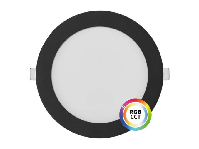 132491 cerny vestavny led panel kulaty 174mm 18w 24v rgb cct