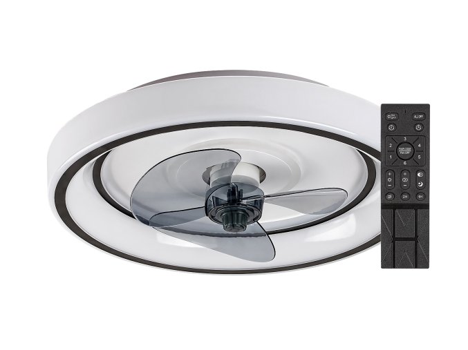Plafoniera LED neagra cu ventilator Horacio 470mm 67W CCT cu telecomandă