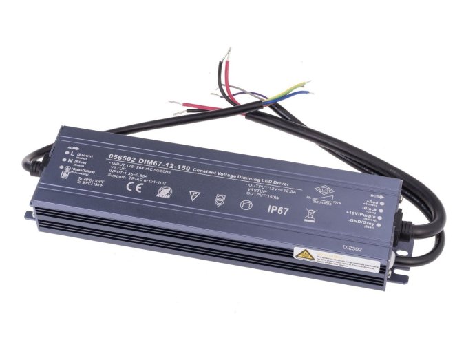 137931 1 led stmivatelny zdroj trafo 12v 150w ip67