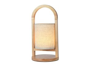 131058 bezova led stolni nabijeci lampa s drevenym dekorem 320mm 1 5w