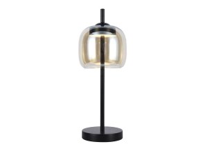 131446 cerna led stolni lampa s jantarovym stinidlem 7w