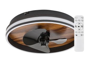 Plafoniera LED neagra cu ventilator Faustine 470mm 30W CCT cu telecomandă