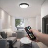Corp de iluminat LED aplicat negru Plano rotund 295mm 18W IP44 cu senzor de mișcare MW și telecomandă