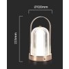 130983 3 bronzova led stolni nabijeci lampa 225mm 1w