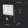 Proiector LED negru Premium 50W cu senzor de mișcare (culoarea luminii alb cald)