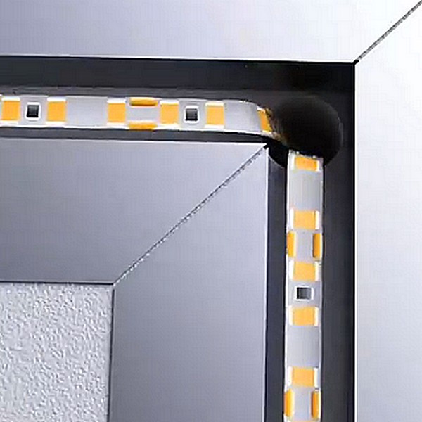 LED pásik v hliníkovej lište do pravého uhla, bez rohovej spojky