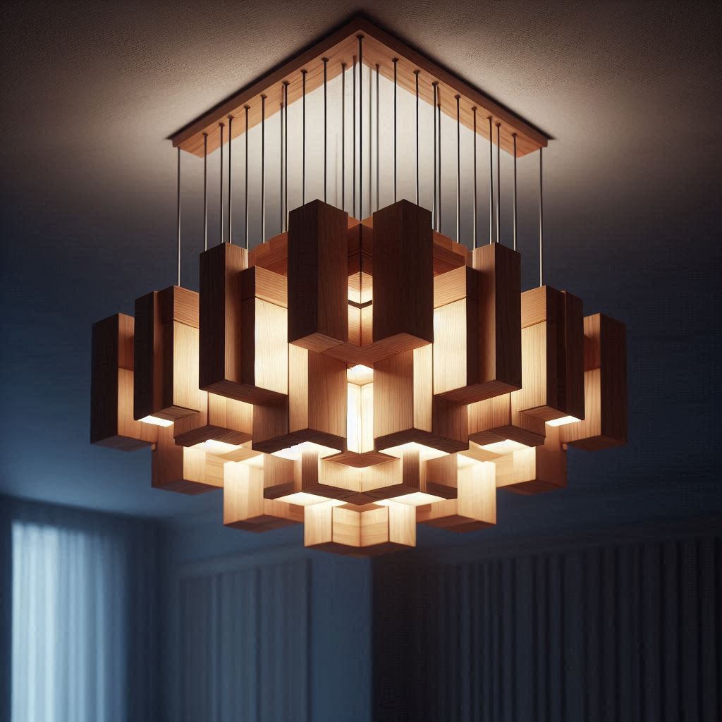 LED stropné závesné drevené svietidla