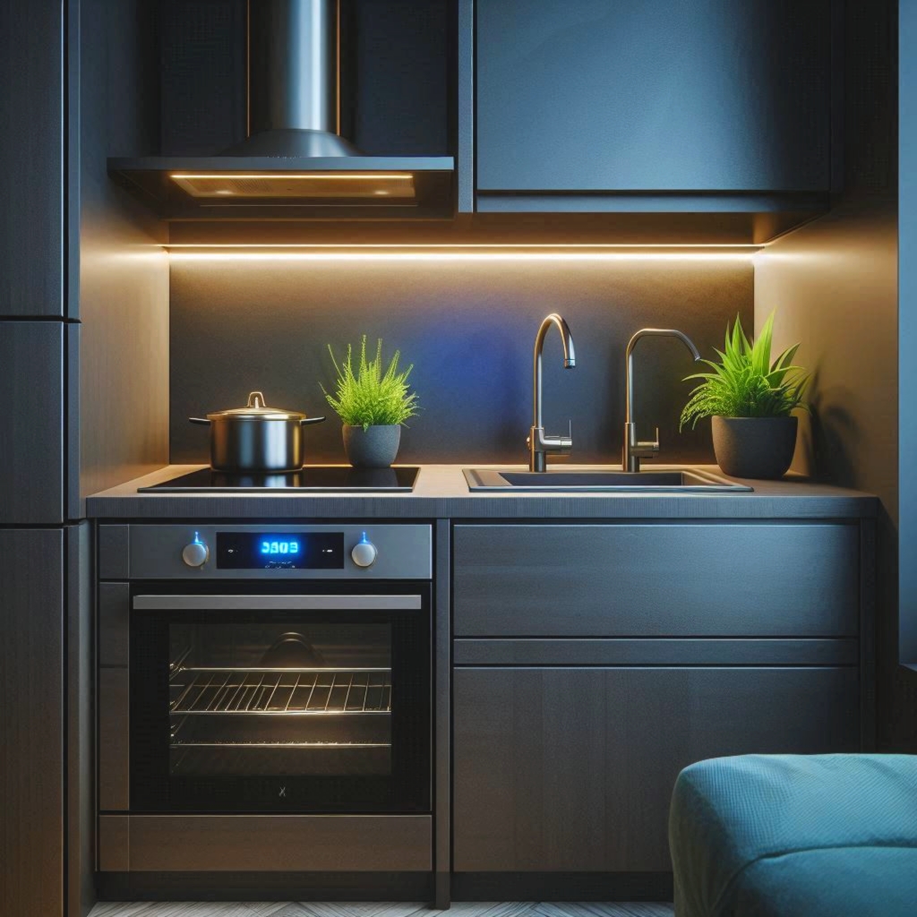 Kuchynská linka v malom byte či garzónke a jej osvetlenie