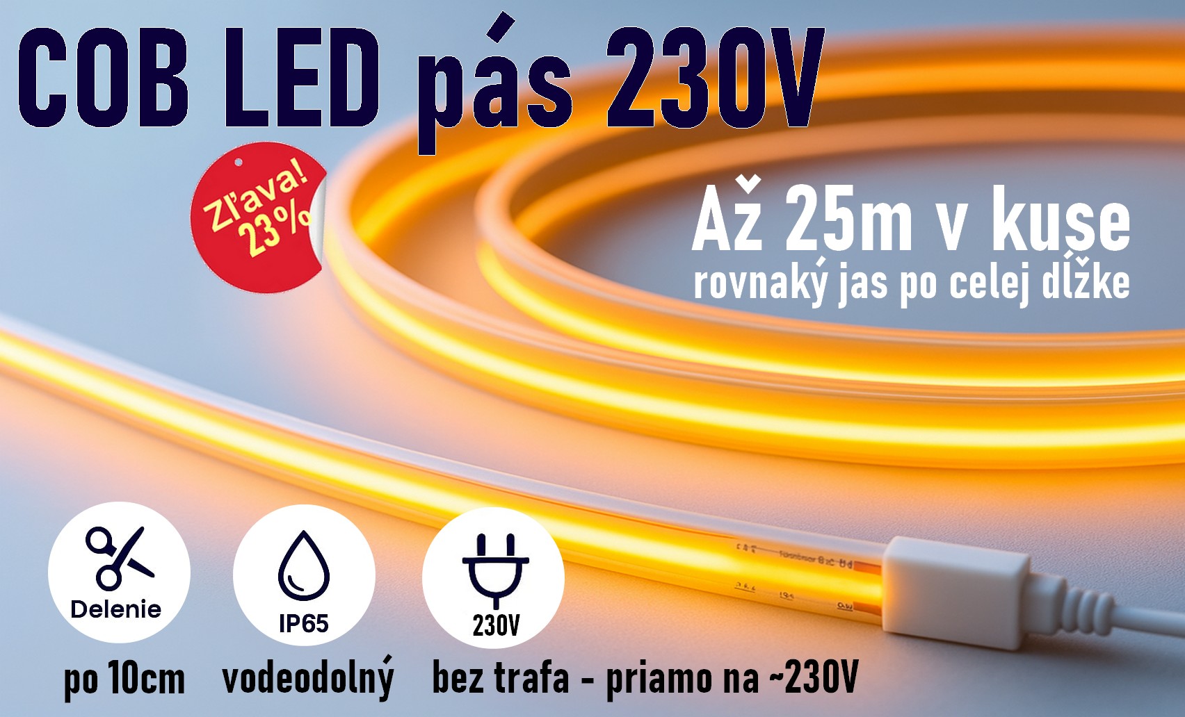 COB LED pásy 230V