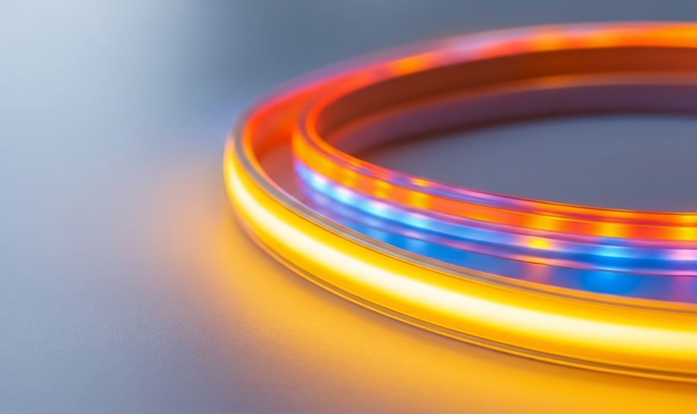 Farebný COB RGB LED pásik stočený do kruhu, súvislá svetelná línia bez bodiek