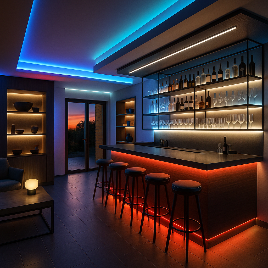 moderné LED farebné osvetlenie baru alebo kaviarne